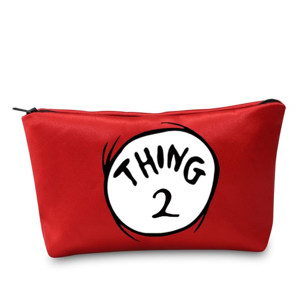 LEVLO Thing 1 Emblem Red Cosmetic Bag Doctor Cat Lover Gift Thing 1-4 Make up Zipper Pouch Bag for Friend Family (Thing 2)