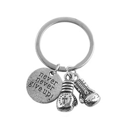 Wen XinRong Never Give Up Boxing Keychain Boxing Gloves Charm Keyring Inspirational Gifts for Men Women
