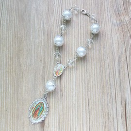 12 Pcs Our Lady of Guadalupe Rearview Mirror Car Auto Rosary Favors for Baptism/Christening/Wedding/Religious Gift/Nuestra Señora de Guadalupe