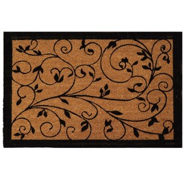 Sheltered Coir Door Mat Leafy Vine Print 30x18 Inch - Made of Natural Coconut Fibers - Superior Durability & Effective Dirt Trapping