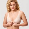 AISILIN Women's Front Closure Bras Plus Size Unlined Soft Lace