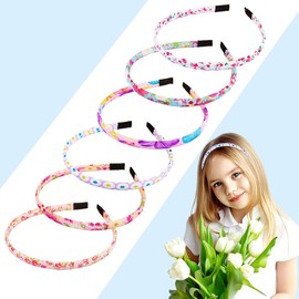 PLABBDPL Toddler Girls Flower Headband, Pack of 6, Flower Crown Headband, Flower Wreath, Flower Hair Accessories, Wedding, Turban, Newborn Headband, Polyester Headbands, Baby for Party, Birthday, B