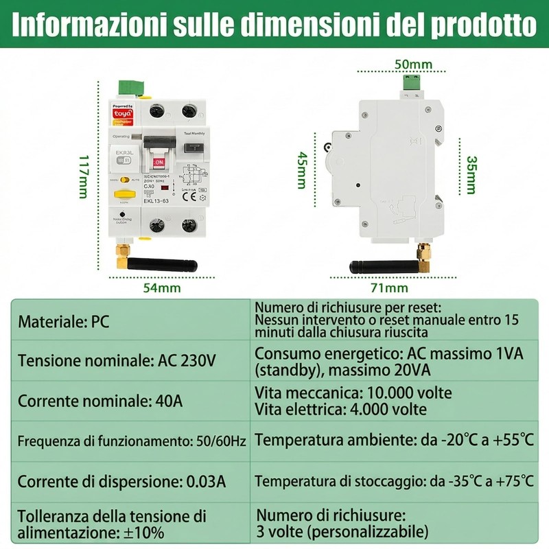 40A Salvavita con riarmo automatico wifi Interruttore differenziale a riarmo