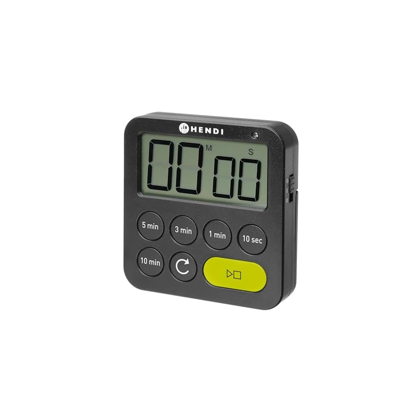 HENDI Kitchen Timer, Digital, 3 Alarm Settings, Stopwatch, Fold-Out Stand,