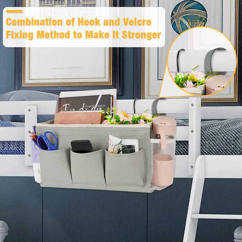 Lilithye Bedside Storage Organizer with Fixed Straps and Water Bottle