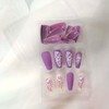 Flower Press on Nails Long Romantic Violet Fake Nails Artificial