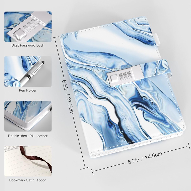 Dzhzal Diary with Lock for Girls Boys and Women Lockable
