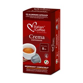 Nespresso compatible capsules Italian Coffee Espresso pods (Crema, 100 Aluminium Pods)