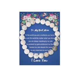 To My Mom Bracelet Gifts for Birthday Mothers Day Gifts for Mom Mommy Mama from Daughter Son Healing Natural Stone Beaded Bracelets for Women Best Mom Ever Gifts for Christmas Moms Day Gift Ideas