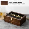 Yoimori Silverware Box, 2-Layer Wooden Silverware Storage Box with Glass