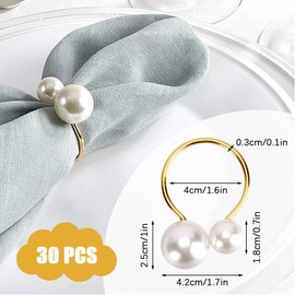 Perle Serviettenringe, 24pcs Gold Serviette Schnalle Halter Hochzeit Party Abendessen Tabelle Serviette Schnallen, Perle Metall Serviette Clasp Halter für Familie Versammlung Weihnachten(Oval)