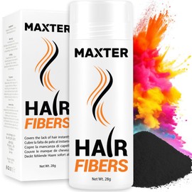 Maxter Streuhaar zur Haarverdichtung - Schütthaar, Kaschiert Haarausfall in 10 Sek - Haarpuder 100% Natürlich, Unsichtbar, für Feines Haar, Männer & Frauen (Schwarz 28g)