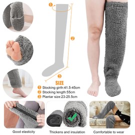Meanju Plush Overknee Socks, Fluffy, Women's Plush Overknee Socks, Cuddly Socks, Women's Winter Warm Socks, Winter Socks, Knee Stockings, Socks for Sleeping at Home, darkgray