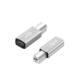 BOLS USB C Female to MIDI Adapter, USB C to USB B Adapter (2packs), Compatible with Printers, MIDI, Electric Pianos, Synthesizers and More Type-C Devices/laptops, etc. （Gray）…