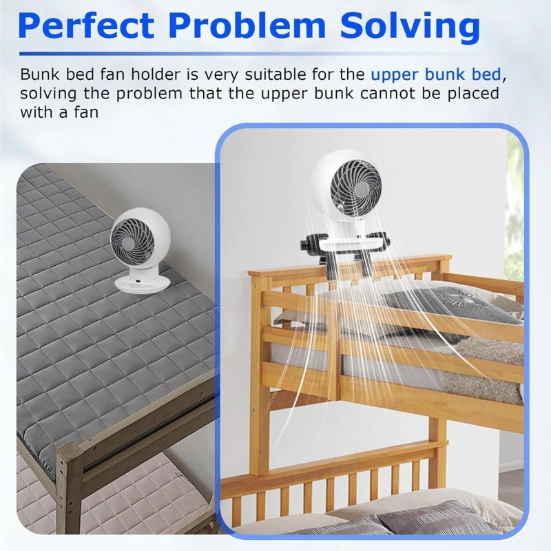 Bedfan Upgrade Bunk Bed Fan Holder, Clip-On Design, Fit for