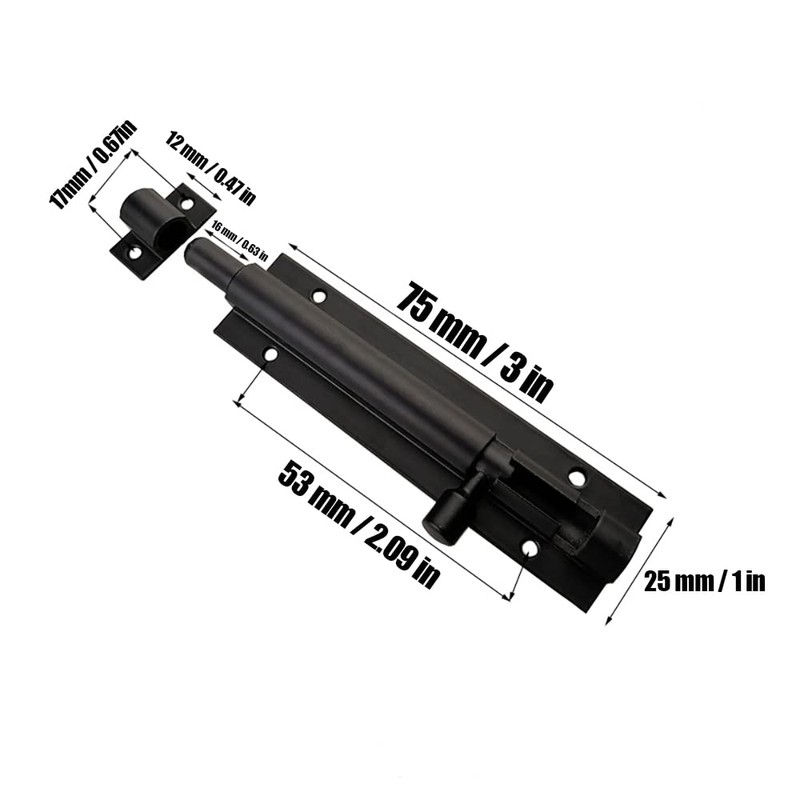 2 Pack 3 Inch Barrel Bolt Lock, Heavy Duty Slide