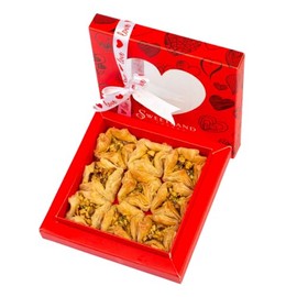 Sweetland London Boukaj Baklava - Valentines Day Red Heart Gift Box | 250g | An Assortment of Nutty Flavours | Made in our London Bakery