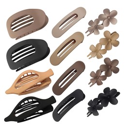 AstraGlam 12PCS Flat Hair Claw Clips for Women – Matte Non-Slip Large Claw Clip Set with 4 Styles for Thick or Thin Hair, Ideal for Work, Travel & Everyday Use