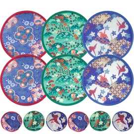 6 Pieces Round Folding Handheld Fan, Portable Chinese & Japanese Style Foldable Fan with Beautiful Patterns, Fans for Women Small Folding for Home Decor Personal Decor Holiday Summer Party Wedding