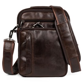 Ariscobull - Leather Small Messenger for Men - Women Shoulder Chest Travel Bag - Crossbody Bag - Messenger Bag for Men and Women - Travel Outdoor Sports - 10x7.5IN - Coffe