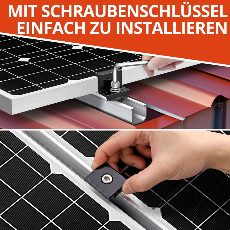 GETLITOOL 10 x Solar Module Clamps 30 mm, Black, 6