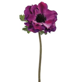 15" Silk Anemone Flower Spray -Eggplant (Pack of 12)