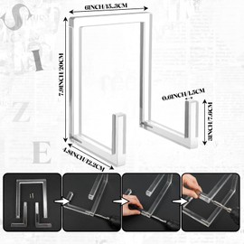 RattanView 2 Pcs Clear Acrylic Plate Stand Easel for Display 8 Inch Picture Frame, Plate Holder, Tall Vinyl Record Storage, Book Organizer Decorative for Tabletop Photos Posters