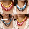 XAM Creative Acrylic Layered Bead Choker Necklace – Mixed-Size Boho