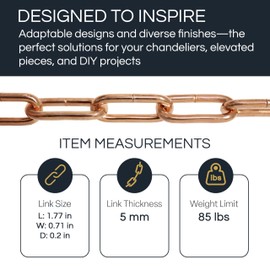 RCH Hardware CH-S59-496-PB-10 Steel Fixture Chain, Polished Brass (10FT)