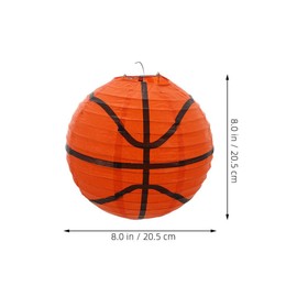 Luxshiny 4 x 8 Inch Orange Round Paper Lampshade Shade with Wire Ribbing Round Lamp Shade Globe Hanging Ceiling Lamp Covers Sports Theme Birthday Party Decoration