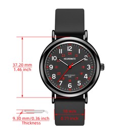 HEUREMATE 5ATM Waterproof Simple Unisex Analog Watch, Medical Professional Nurse Watch with Luminous Easy-Read Dial, Military Time, 24-Hour Second Hand, Silicone Band for Students, Fashion Women Men
