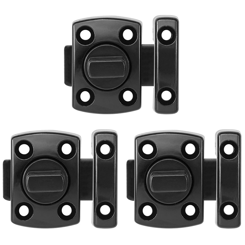 INIRET 3 Packs Black Rotating Bolt Latch,Enhanced Security for Doors,