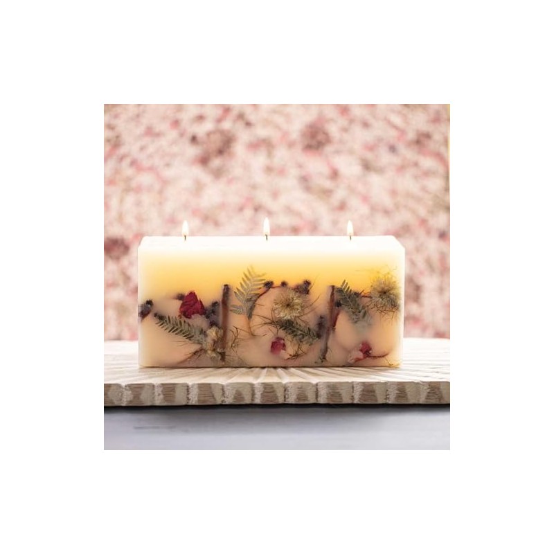 Rosy Rings Botanical Large Brick Candle, 3 Wicks, 160 Hour