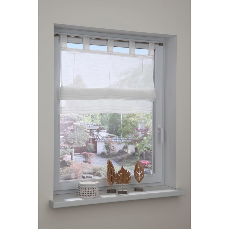 GARDINIA Roman Blind Sheer Voile Tabs White 90cm x 140cm