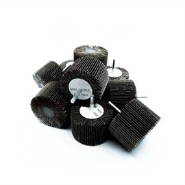 Benchmark Abrasives 3" x 2" Aluminum Oxide Flap Wheel with 1/4" Shank Mounted, Perfect for Woodworking Grinding Polishing Rust Paint Removal (10 Pack) - 60 Grit