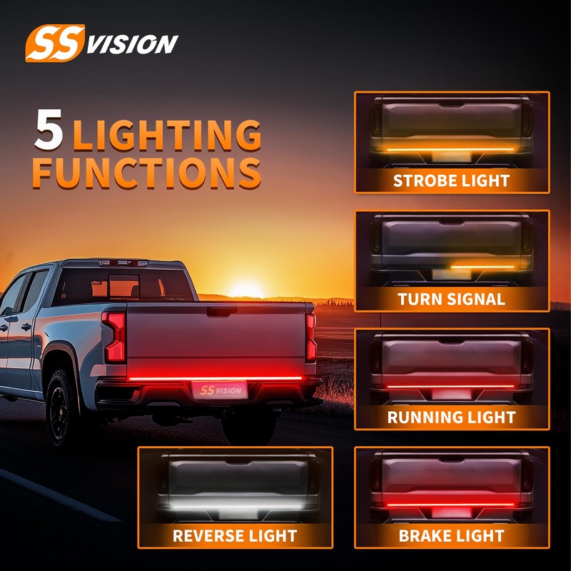 SS VISION 60 inches Tailgate Strip Light, 432 LEDs Triple