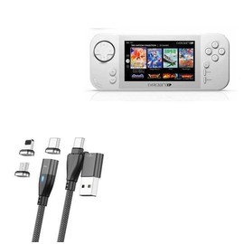 BoxWave Cable Compatible with Evercade EXP - MagnetoSnap PD AllCharge Cable (100W), Magnet Charging Braided USB Type-C Micro - Jet Black