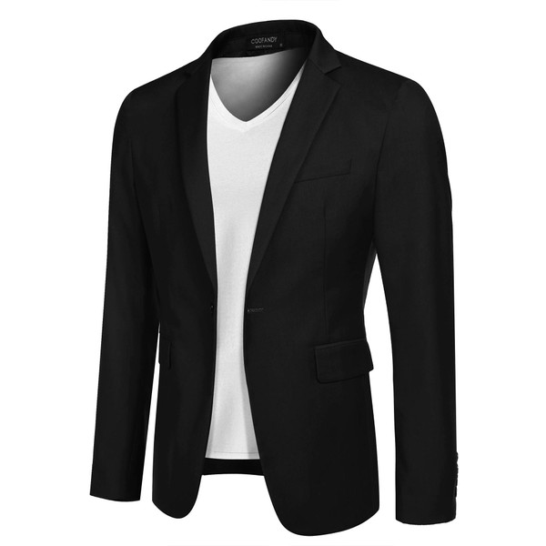 COOFANDY Mens Slim Fit Dress Jacket Suit Blazer Lightweight Sport Jackets Casual Sports Coat (Black L)
