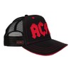 ACDC Distressed Embroidered Trucker Cap - 100% Recycled Polyester, Black,