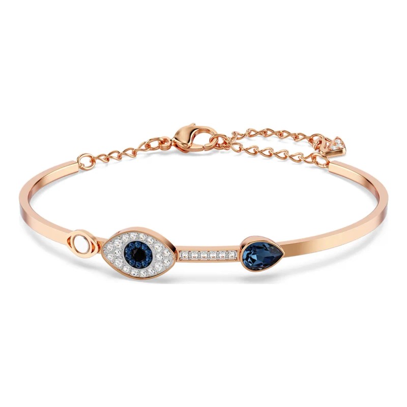 Pulsera Oro Rosa Con Ojo Turco Y Zafiro Protección Elegante
