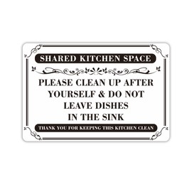 Clean Up After Yourself Sign, Waterproof Durable Do Not Leave Dishes In The Sink Sticker, Keep Kitchen Clean Rules for Office Kitchens Supplies, Breakroom Essentials Decor and Shared Kitchen 5.9''x3.9''