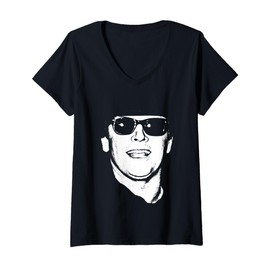 Womens Jack Nicholson Retro Sunglasses Headshot V-Neck T-Shirt