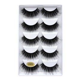 Wispy Lashes False Eyelashes Natural Look Short Fluffy Faux Mink Eyelashes Wispies Ripple Strip Lashes Pack, 5 Pairs (G801-10-22mm)