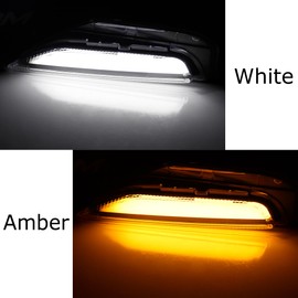 iJDMTOY Frosted White 3D Lens Switchback LED Daytime Running Light Kit Compatible with Infiniti 2014+ Q50 Q50S, White LED DRL & Amber LED Sequential Blink Turn Signal Feature