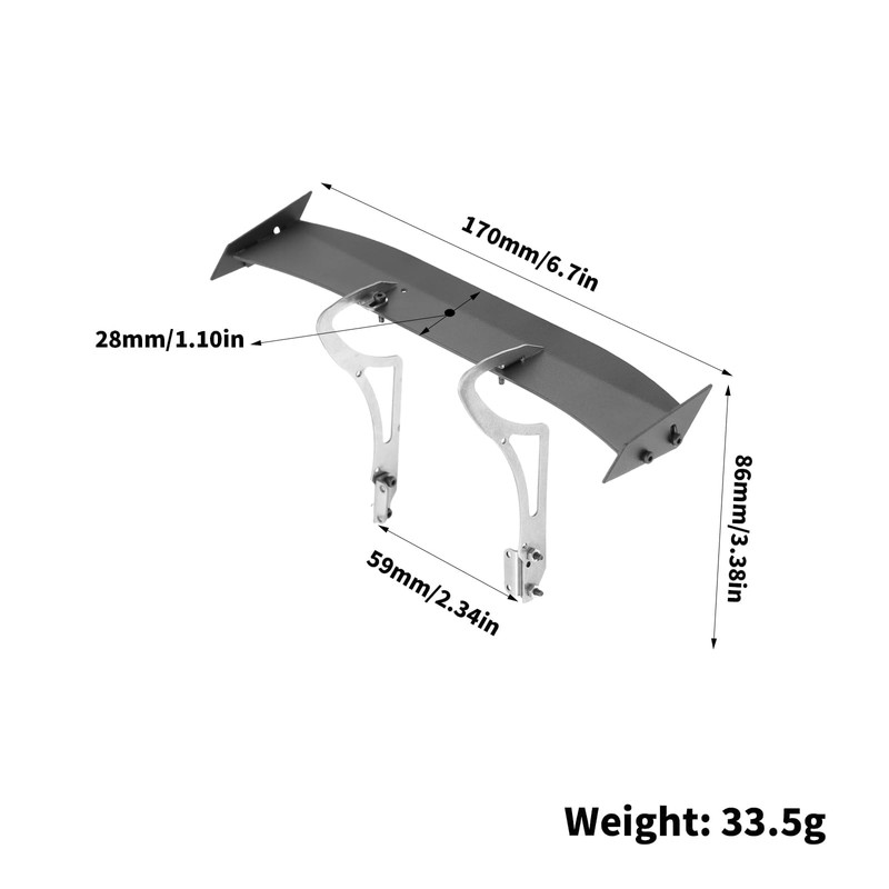 CHRCOED Metal Rear Wing for 1/10 RC On-Road Car, Metal