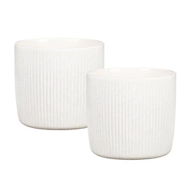 Scheurich Solido Linea, Set of 2 Ceramic Flower Pots, Colour: Perla, 15 cm Diameter, 13.7 cm High, 1.9 L Vol.