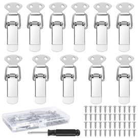 11 Pcs Spring Loaded Toggle Latches, Stainless Steel Toggle Latches and Catches, Tension Clasp, Spring Latch Catch Toggle Hasp, Cabinet Locks Latch for Toolbox Buckle Window Drawer Chest Case