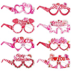 16Pcs Valentines Masks Glasses Party Favors, Theme Party Supplies Dress Up Masks Photo Booth Props Birthday Gifts, Valentines Party Supplies