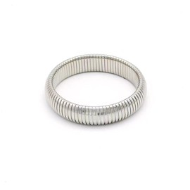 Fuqimanman2020 Chunky Snake Chain Bangle Bracelet Stretch Stackable Wide Wristband Stainless Steel Gold Silver Filled Elastic for Women Punk Party Jewerly-Silver 2.4 inches