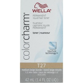 WELLA Color Charm T27 Medium Beige Blond Toner 2 pcs w/Color Charm 20V Dev 3.6oz